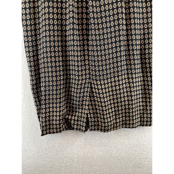 ST. GILLIAN SILKS Dress 4 Sheath Midi Printed Draped Long Sleeve Black Vintage - Picture 8 of 13